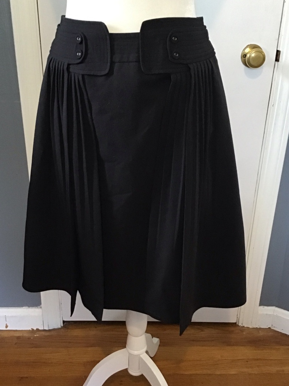 Grace Elements Black A-Line Pleated Skirt with Buttoned Waist Tabs